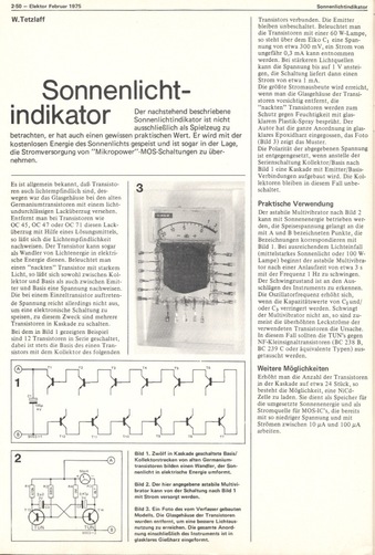  Sonnenlichtindikator (Germanium-Transistoren im Glasgeh&auml;use als Stromquelle) 