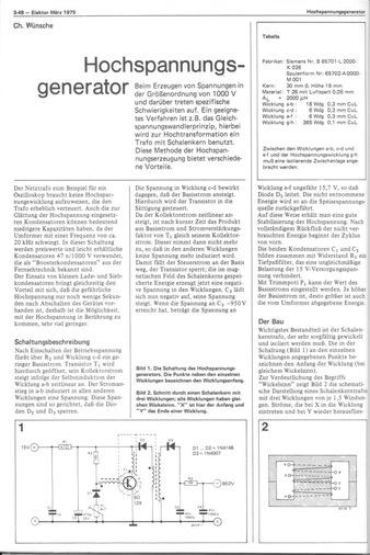  Hochspannungsgenerator (Gleichspannungswandler 15 V -&gt; 1000 V) 