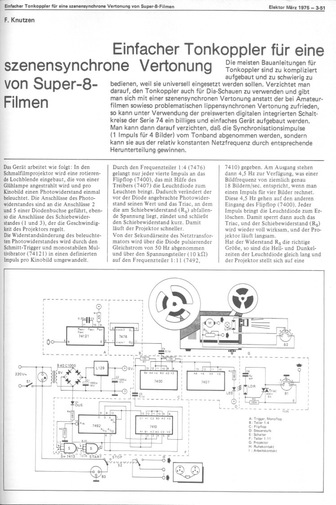  Einfacher Tonkoppler f&uuml;r szenensynchrone Vertonung von Super-8-Filmen 