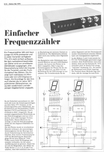  Einfacher Frequenzz&auml;hler (mit Minitron oder LED-Display, mit 7490, 74121) 