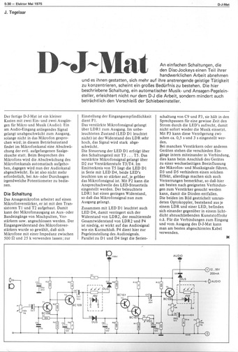  D-J-Mat (f&uuml;r Disk-Jockeys, Mikrofonansage steuert Musikkanal) 