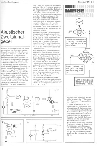  Akustischer Zweitsignalgeber (Mikrofon an CMOS Gatter 4011 schaltet Ausgang) 