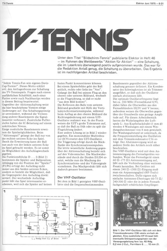  TV-Tennis (Nachfolger zu Bildschirm-Tennis aus Heft 10/74) 