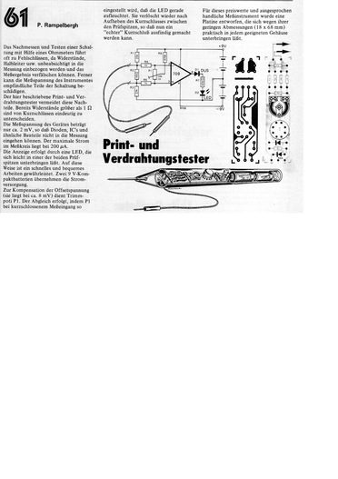  Print- und Verdrahtungstester (Durchgangspiepser mit OpAmp 709) 