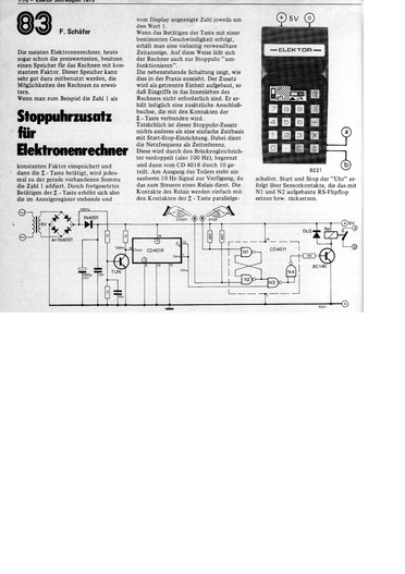  Stoppuhrzusatz f&uuml;r Elektronenrechner (Taschenrechner als Stoppuhr) 