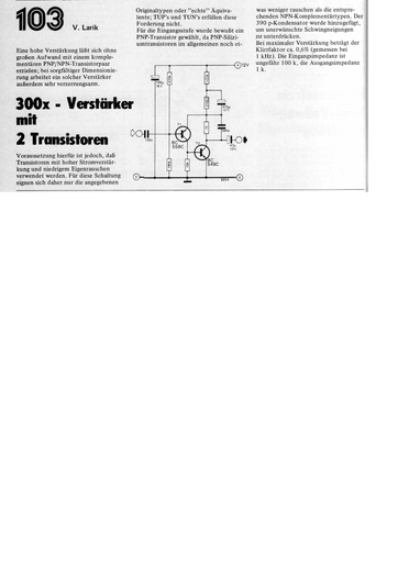  300x-Verst&auml;rker mit 2 Transistoren 