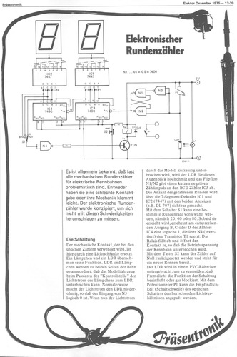  Elektronischer Rundenz&auml;hler (z.B. f&uuml;r Autorennbahnen) 