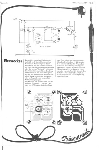  Eierwecker (Schaltuhr f&uuml;r kurze Weckzeiten) 