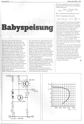  Babyspeisung (Stab. Spannung 9 V und max. 0,75 A) 