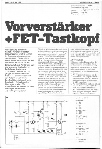  Vorverst&auml;rker + FET-Tastkopf (Messverst&auml;rker) 