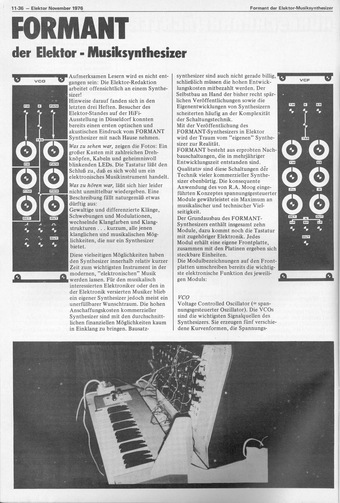  FORMANT (der Elektor Musiksynthesizer - Vorwort) 