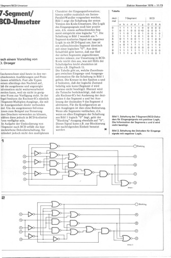  7-Segment/BCD-Umsetzer (Dekoderschaltung f&uuml;r positive/negative Eingangssignale) 