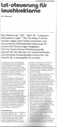  LSL-Steuerung f&uuml;r Leuchtreklame (LSL = Langsame St&ouml;rsichere Logik) 