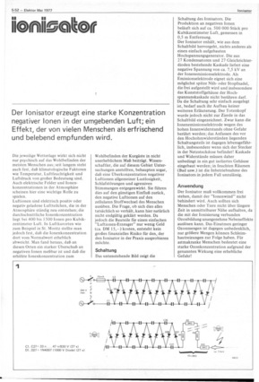  Ionisator (Hochspannungskaskade 7,5 kV, Raumklima, Luftionen) 