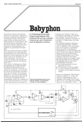  Babyphon (Anwendung des Lichtnetz-Interkom aus Oktoberheft 77) 