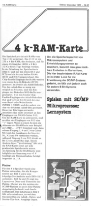  4k-RAM-Karte (f&uuml;r SC/MP-System) 