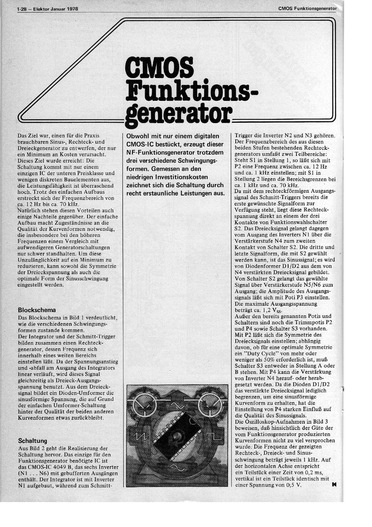  CMOS-Funktionsgenerator (12Hz-70kHz mit 4049, Dreieck, Sinus, Rechteck) 