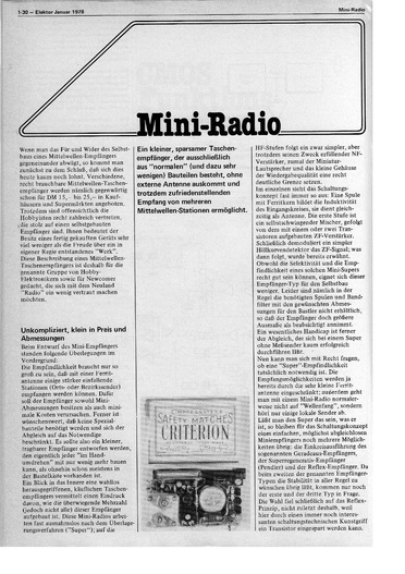  Mini-Radio (MW-Empf&auml;nger, diskret, BF494) 