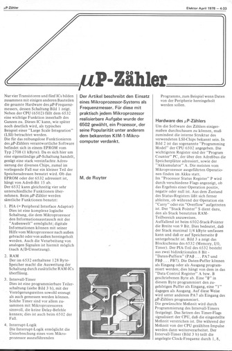  uP-Z&auml;hler (KIM-1-Mikroprozessor 6502 als Z&auml;hler) 