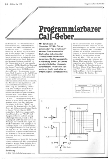  Programmierbarer Call-Geber (Morsezeichen aus RAM ausgeben, Amateurfunk) 