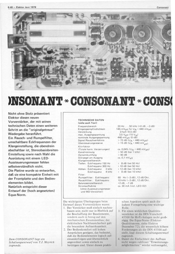  Consonant Vorverst&auml;rker (20 Hz-50 kHz, Klirrfaktor 0,04%) 