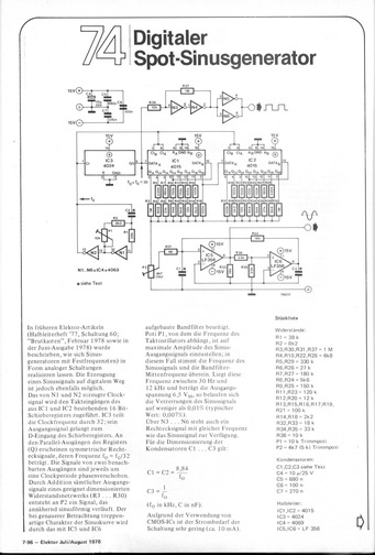  Digitaler Sinusgenerator (30 Hz-12 kHz Verzerrung = 0,007%) 