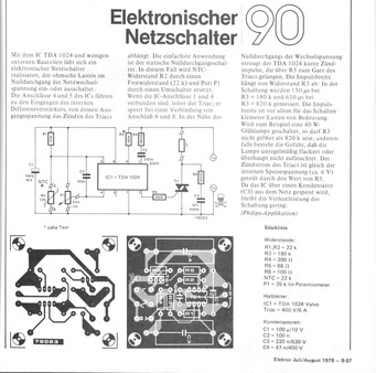  Netzschalter (Nulldurchgang TDA1024) 