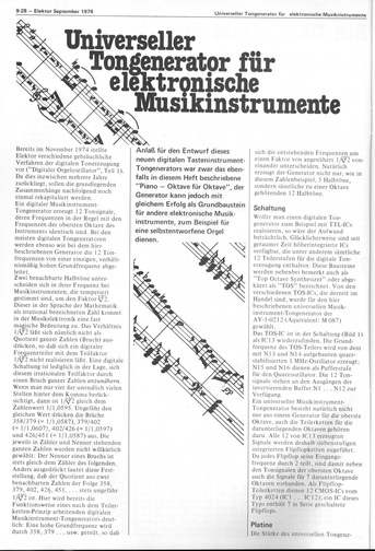  Universeller Tongenerator f&uuml;r elektronische Musikinstrumente (mit AY-1-0212 oder M087, Synthesizer) 