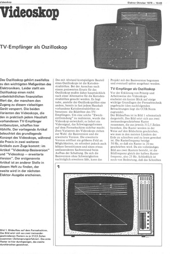  Videoskop - erweiterte Version (TV als Oszilloskop m&ouml;gliche Bandbreite bis 100 kHz) 