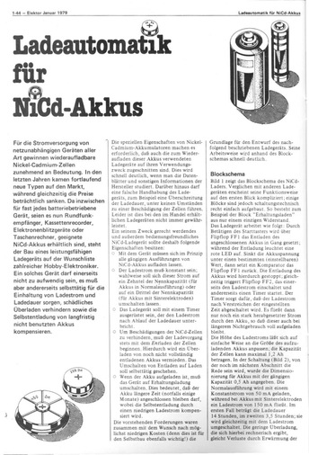  Ladeautomatik f&uuml;r NiCd-Akkus (Konstantstrom, Ladungserhaltung, 741, 4013, 4093, 4023) 