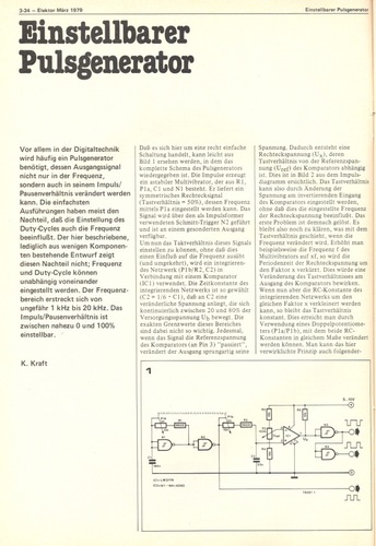  Einstellbarer Pulsgenerator (1-20 kHz, 0-100% Tastverh&auml;ltnis, LM311, 4093) 