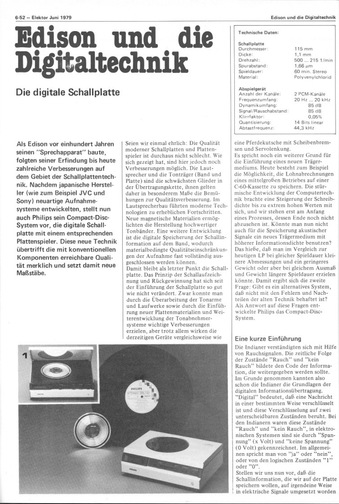  Edison und die Digitaltechnik (Die digitale Schallplatte, CD, Prinzip) 