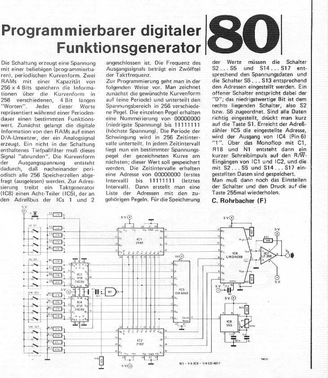  Digitaler Funktionsgenerator programmierbar (RAM DAC Kurvenform beliebig) 