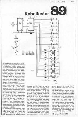  Kabeltester (Durchgangs-Kurzschluss (welche Ader)) 