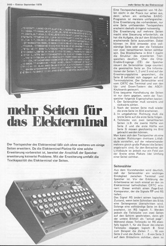 Mehr Seiten f&uuml;r das Elekterminal (Speichererweiterung, SC/MP-Computer) 