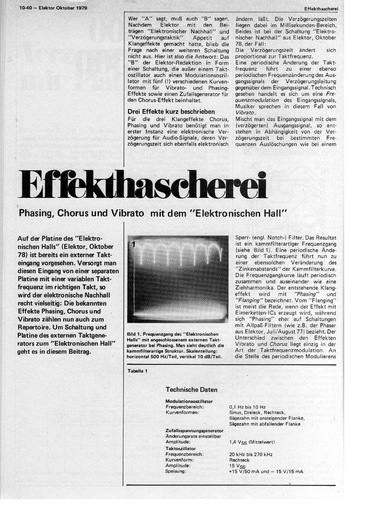  Effekthascherei (Phasing, Chorus, Vibrato mit elektron. Hall aus Heft 10/78) 