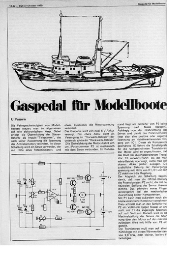 Gaspedal f&uuml;r Modellboote (Servomotor mit Br&uuml;cke &uuml;ber Poti verstellen, r&uuml;ckgekoppelt) 
