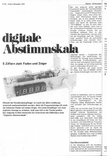  Digitale Abstimmskala (mit SAA1058, SAA1070, Frequenz- Kanalanzeige, Radio) 