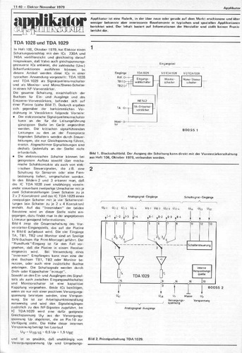  Applikator (TDA1028, TDA1029 Signalquellenumschalter, Vorverst&auml;rker, Audio) 