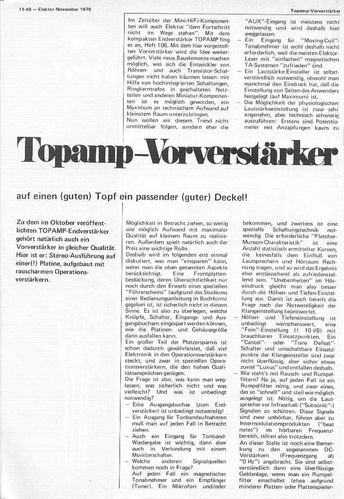  Topamp-Vorverst&auml;rker (Vorverst&auml;rker zum Endverst&auml;rker aus Heft 10/79) 