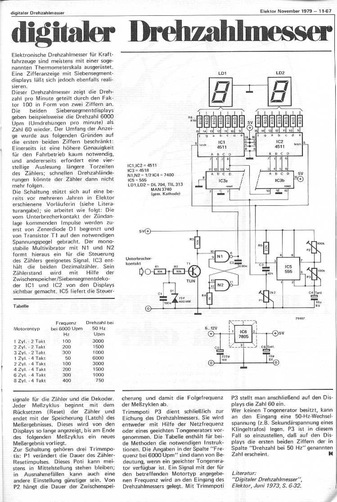  Digitaler Drehzahlmesser (Unterbrecherkontakt auswerten, Auto, mit 4511, 555, 7-Segment-Anzeige) 