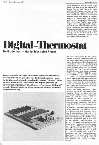  Digital-Thermostat (Relais, LED,-LCD-Anzeige mit AY-3-1270) 