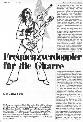  Frequenzverdoppler f&uuml;r die Gitarre (um 1 Oktave) (normaler und verdoppelter Ton mischbar, LM324 oder TL074, TL084) 