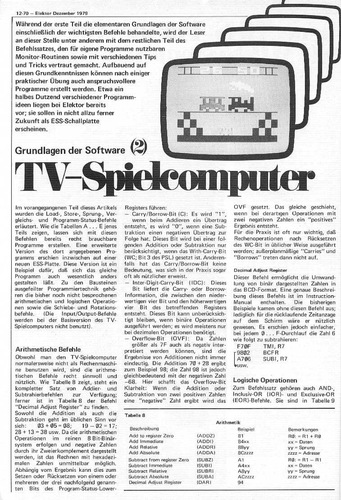  TV-Spielcomputer, Teil 2 (Grundlagen der Software, f&uuml;r Prozessor 2650) 