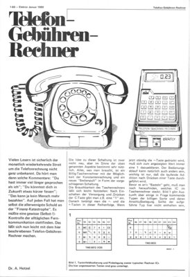 Telefon-Gebühren-Rechner (Taschenrechner zählt Einheiten)