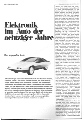 Elektronik im Auto der achtziger Jahre (wofür im Auto Elektronik eingesetzt wird)