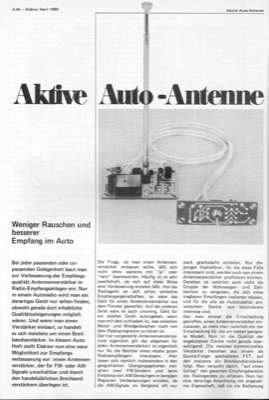 Aktive Auto-Antenne (mit BF256C, BF494, BFT66)