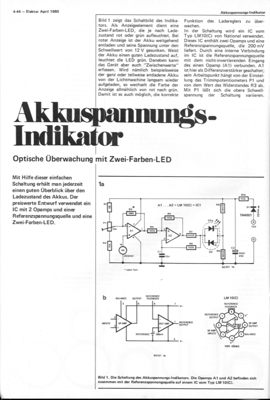 Akkuspannungs-Indikator (Zustandsanzeige mit LED und 2 Opamps (LM10))