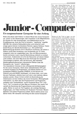 Junior-Computer (mit 7-Segment-Anzeigen Hex-Tastatur, CPU 6502 mit 1MHz)