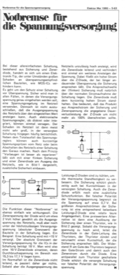 Notbremse für die Spannungsversorgung (mit Sicherung und Zenerdiode Überspannung verhindern)